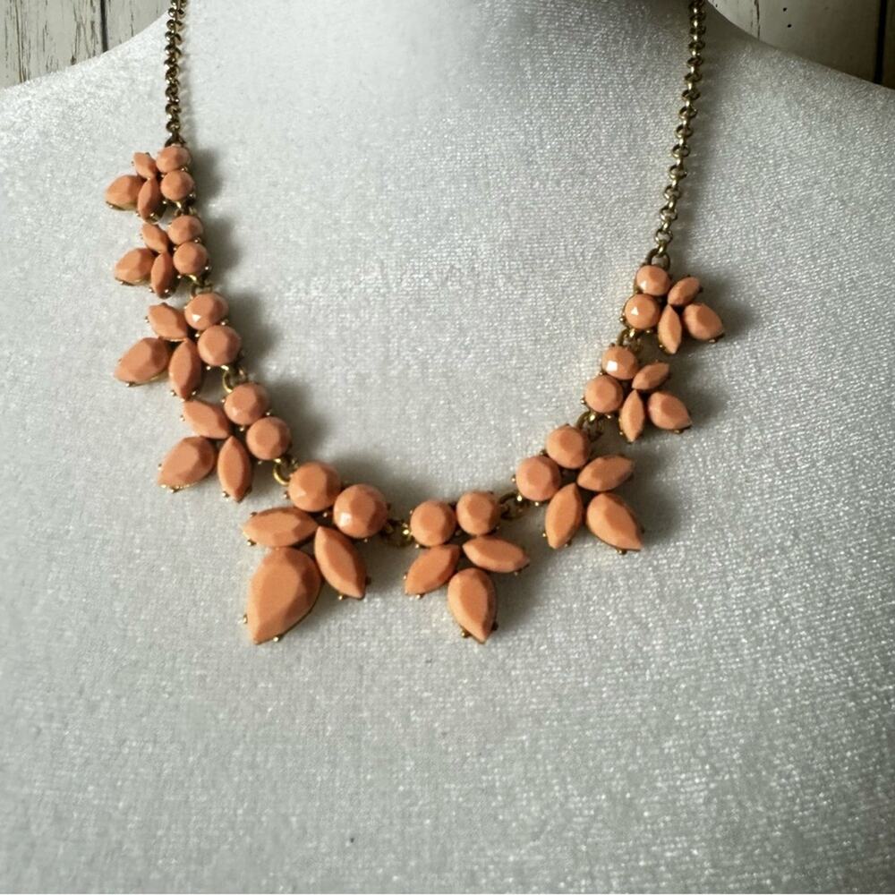 J.Crew Peach Floral  Fashion Statement Necklace